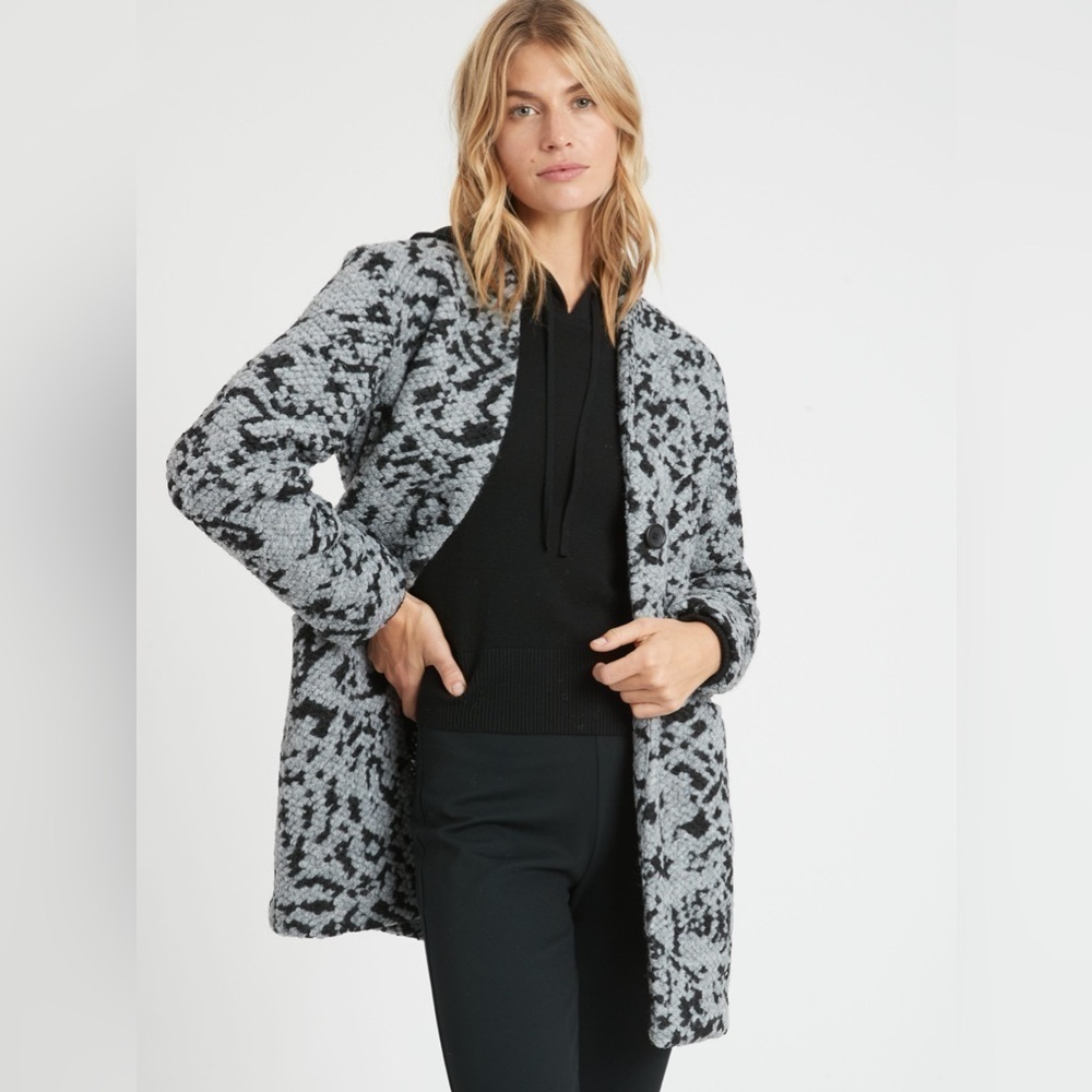 Banana Republic Wool Blend Collarless Knit Coat size Petite XS